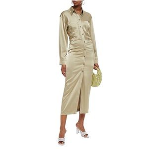 Nanushka Kinsley Satin MIDI Shirt Dress